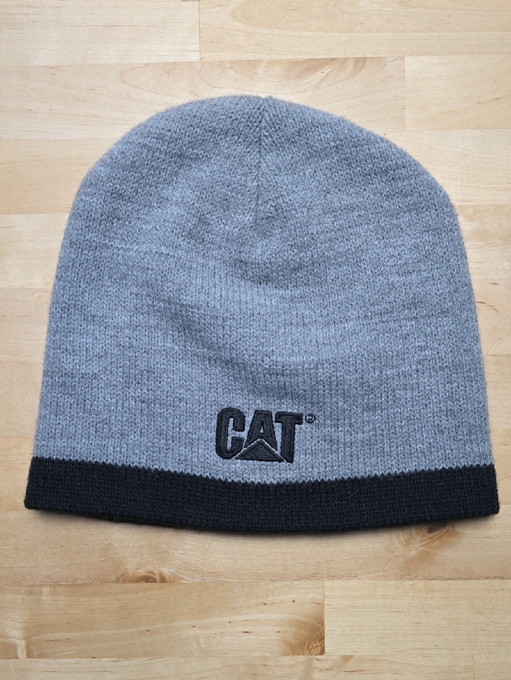 Caterpillar Gray Knit Beanie with Black Trim